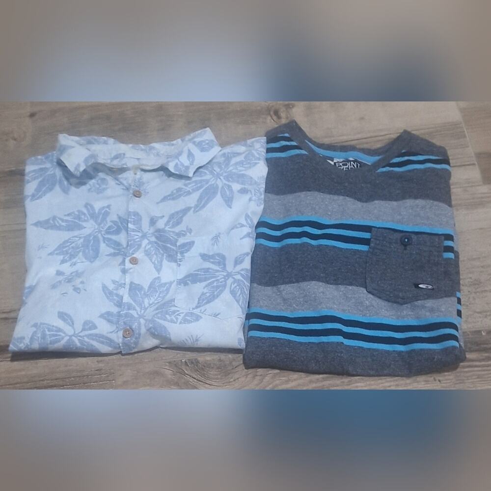 2 Shirts Point Zero  Striped & Zara Hawaiian  Shirt Set Sz. 10/12 #1908
